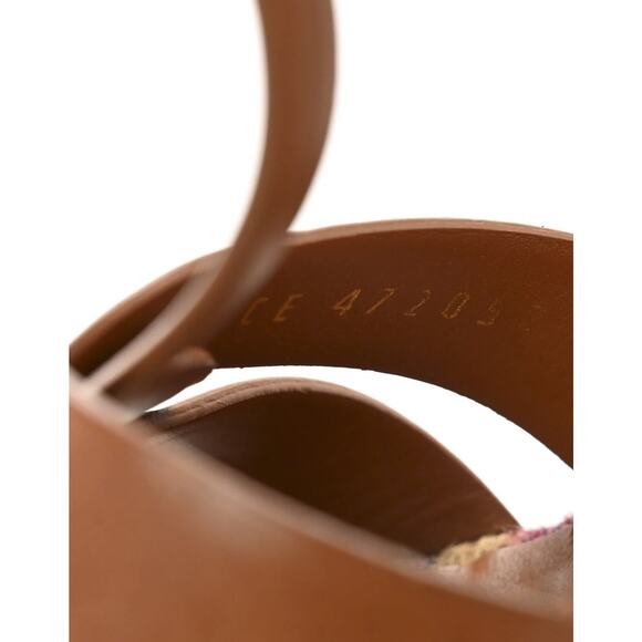 Saint Laurent Tribute 105 Calfskin Tapestry Marrakech Platform Sandals 39 Ambra - Picture 6 of 9